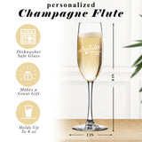Personalized Champagne Flute Glass with Stem - Bridesmaid Wedding Toasting Flutes Glasses