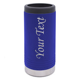 Personalized 12 oz Stainless Steel Insulated Skinny Can Cooler Drink Holder for Slim Beer and Hard Seltzer - Customized with Any Text