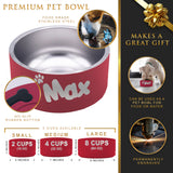 Personalized Stainless Steel Dog, Cat or Pet Bowl for Water and Food with Non Slip Bottom