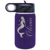 Personalized 12 oz Kids Water Bottle with Straw – Custom Name Engraved Insulated Tumbler for School & Sports
