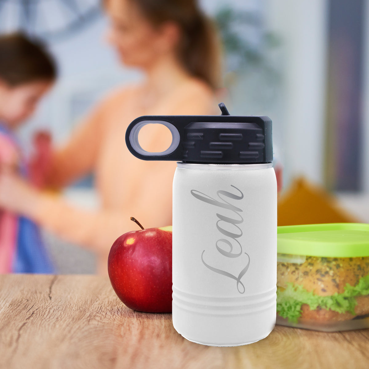 Personalized 12 oz Kids Water Bottle with Straw – Custom Name Engraved Insulated Tumbler for School & Sports