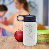 Personalized 12 oz Kids Water Bottle with Straw – Custom Name Engraved Insulated Tumbler for School & Sports