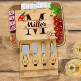Personalized Premium Charcuterie Cheese Board Tray Set with Spreader Utensil Tools with Any Name