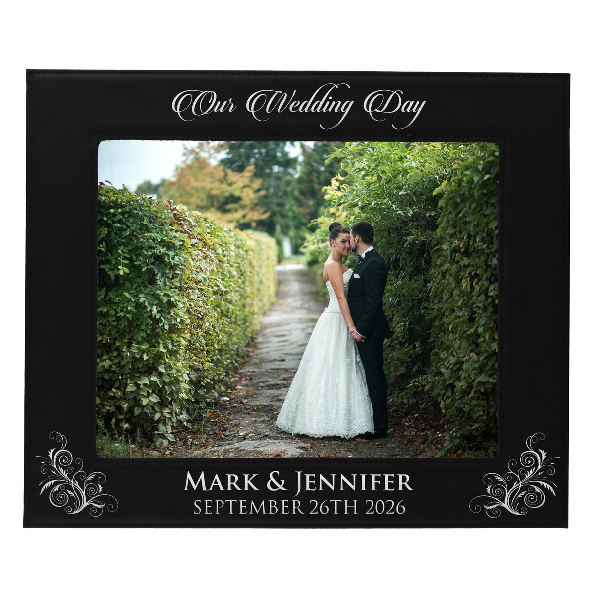Personalized Wedding Gift Picture Frame - Custom Engraved Newlywed Photo Gifts