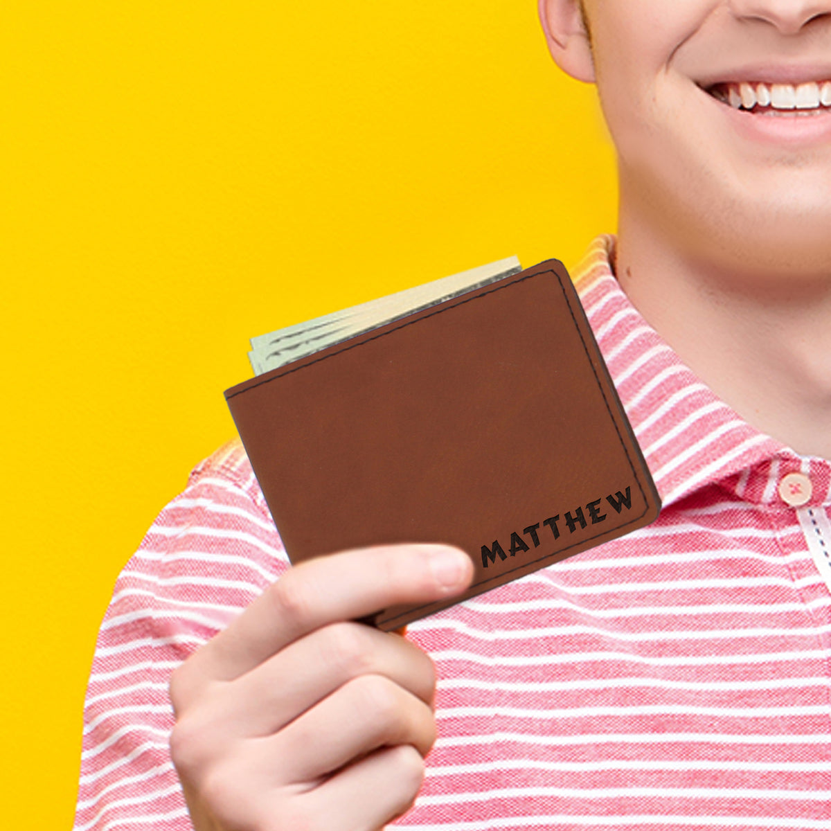 Personalized Bi-Fold Wallet for Kids, Boys, Teens, Young Adults