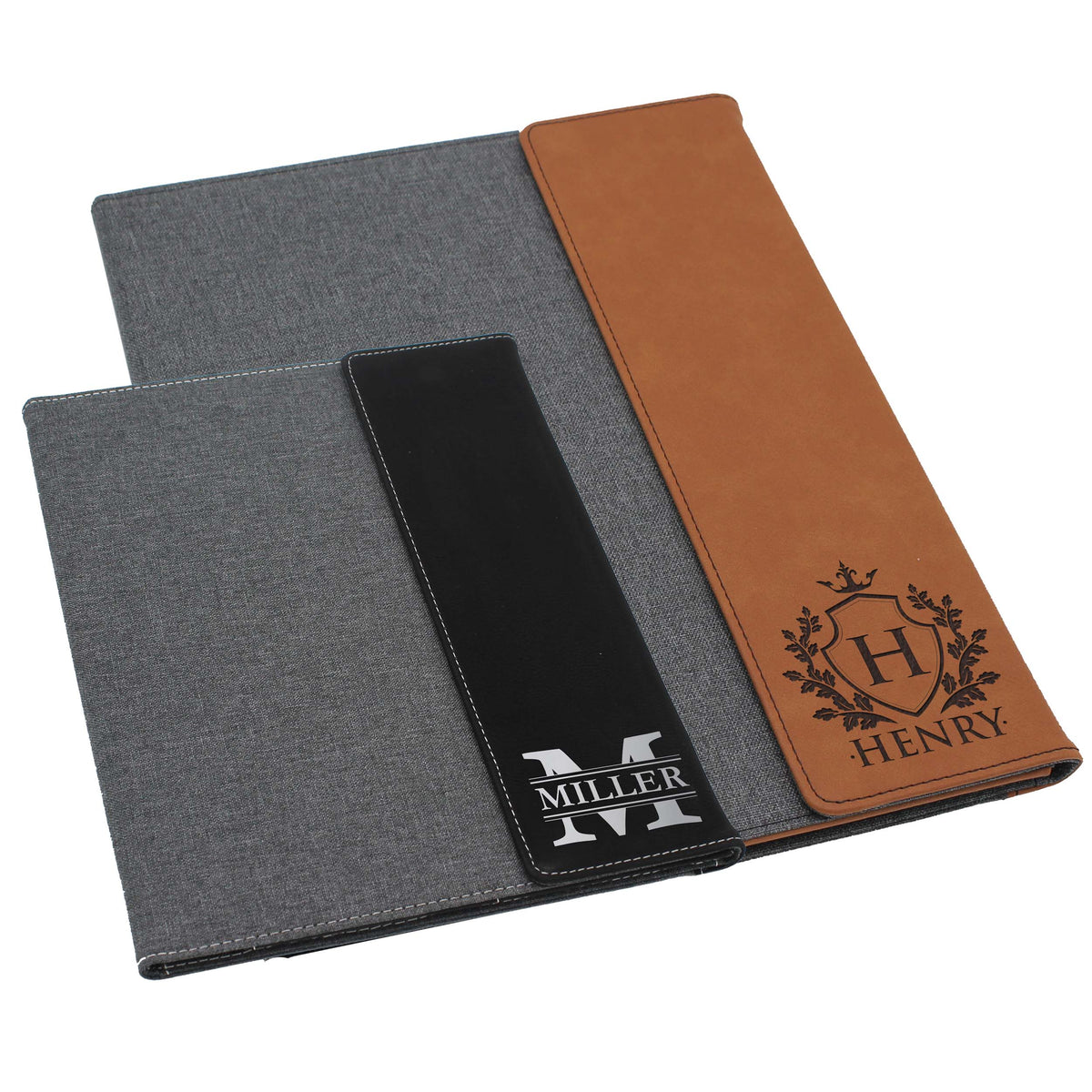 Personalized Portfolio with Custom Monogrammed Flap - Corner Engraving