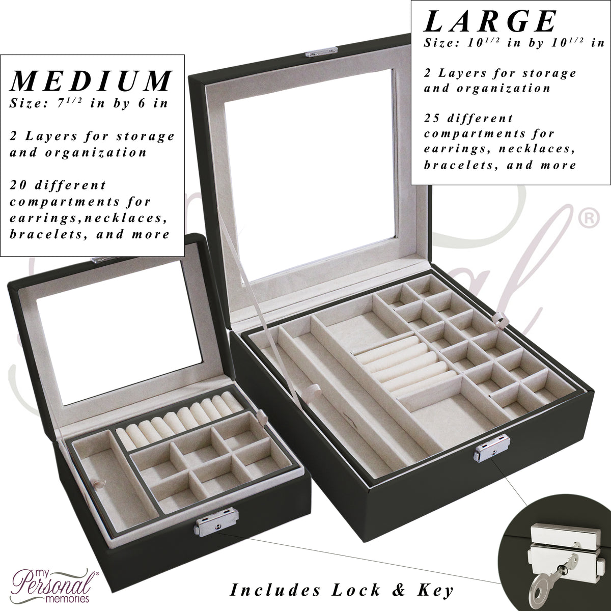 Personalized Jewelry Box with Glass Top – Custom Engraved Jewelry Organizer & Tray Gift for Women, Mom or Wife