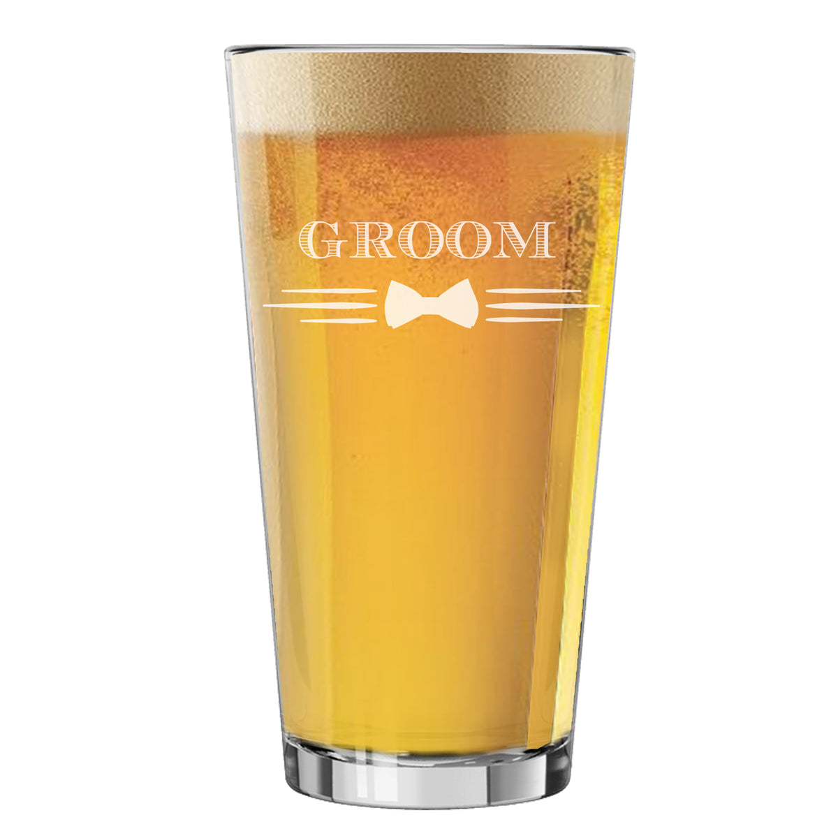 My Personal Memories Bow Tie 16 oz Pint Beer Glasses for Groomsmen, Best Man, Groom, Bachelor Party