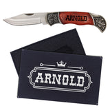 Personalized Rosewood Handle Folding Pocket Knife – Custom Engraved Gift for Him