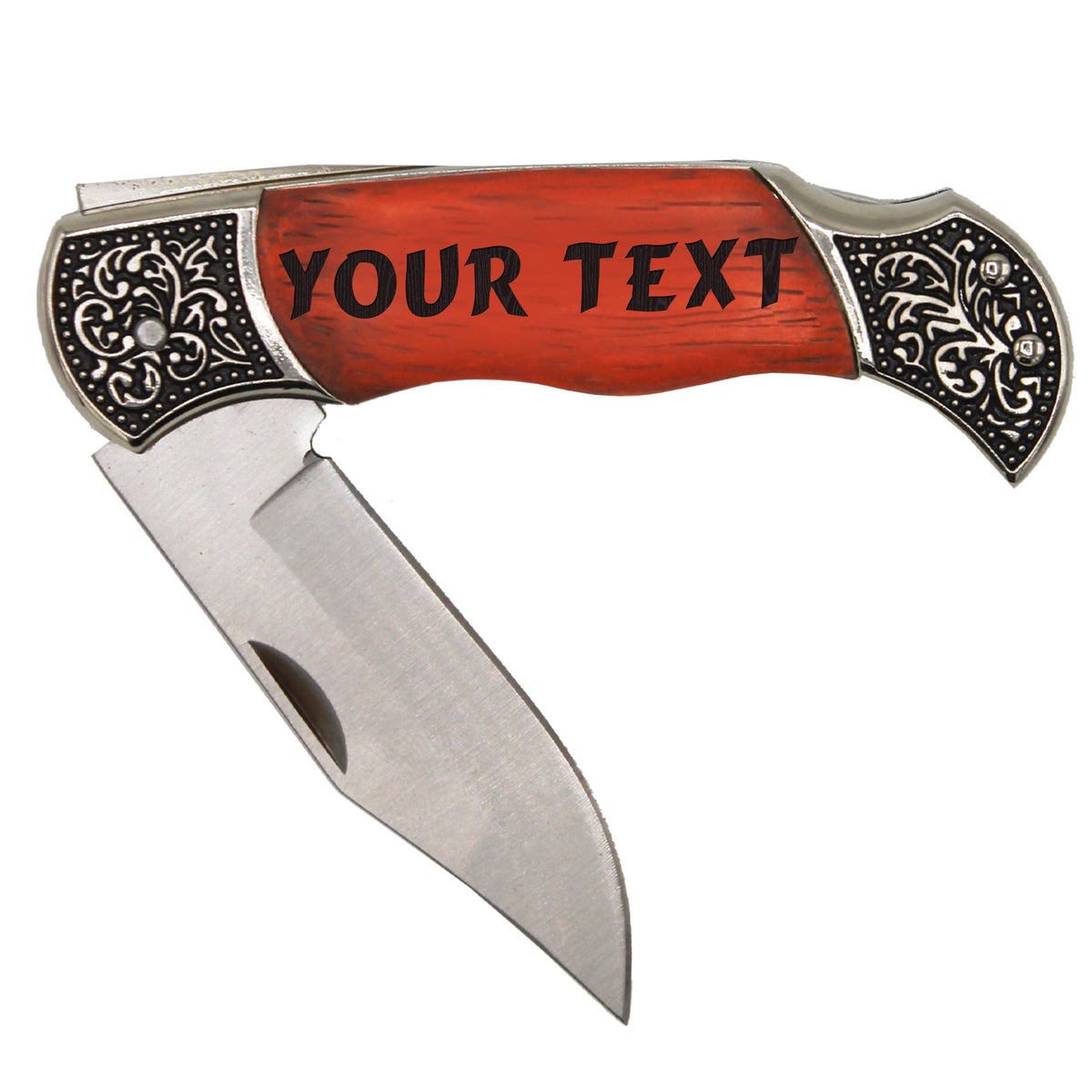 Personalized Rosewood Handle Folding Pocket Knife – Custom Engraved Gift for Him