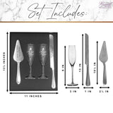 Personalized Engraved Cake Server Gift Set with Matching Custom Champagne Toasting Flutes