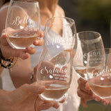 Monogrammed Personalized Stemless Wine Glasses for Bridesmaid