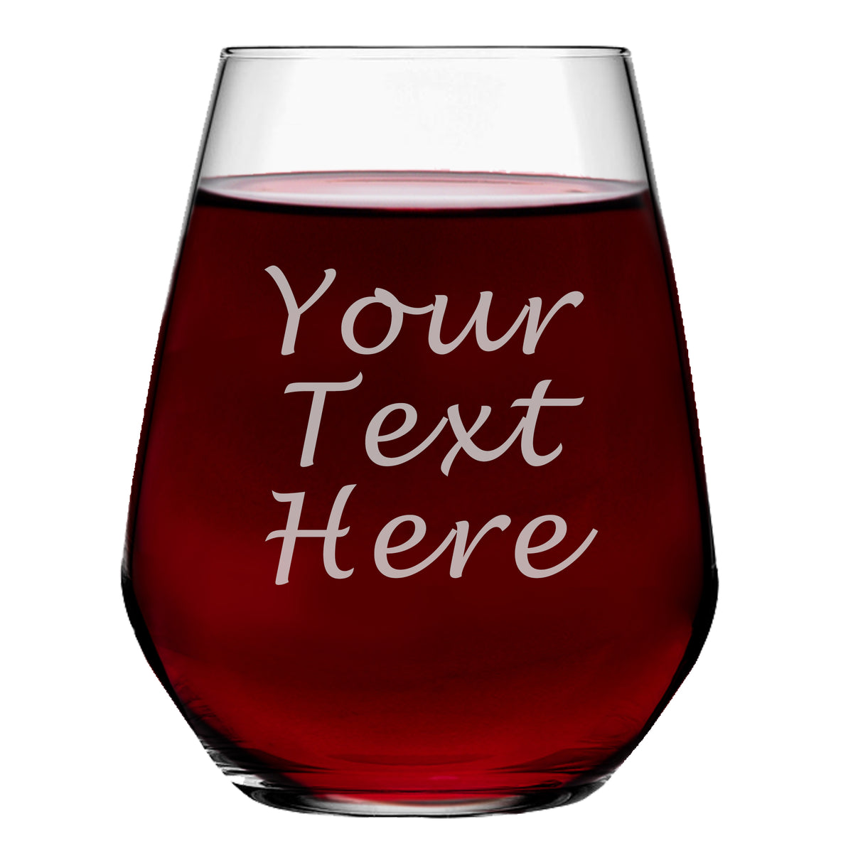 Personalized 15oz Stemless Wine Glass - Engraved With Your Custom Text