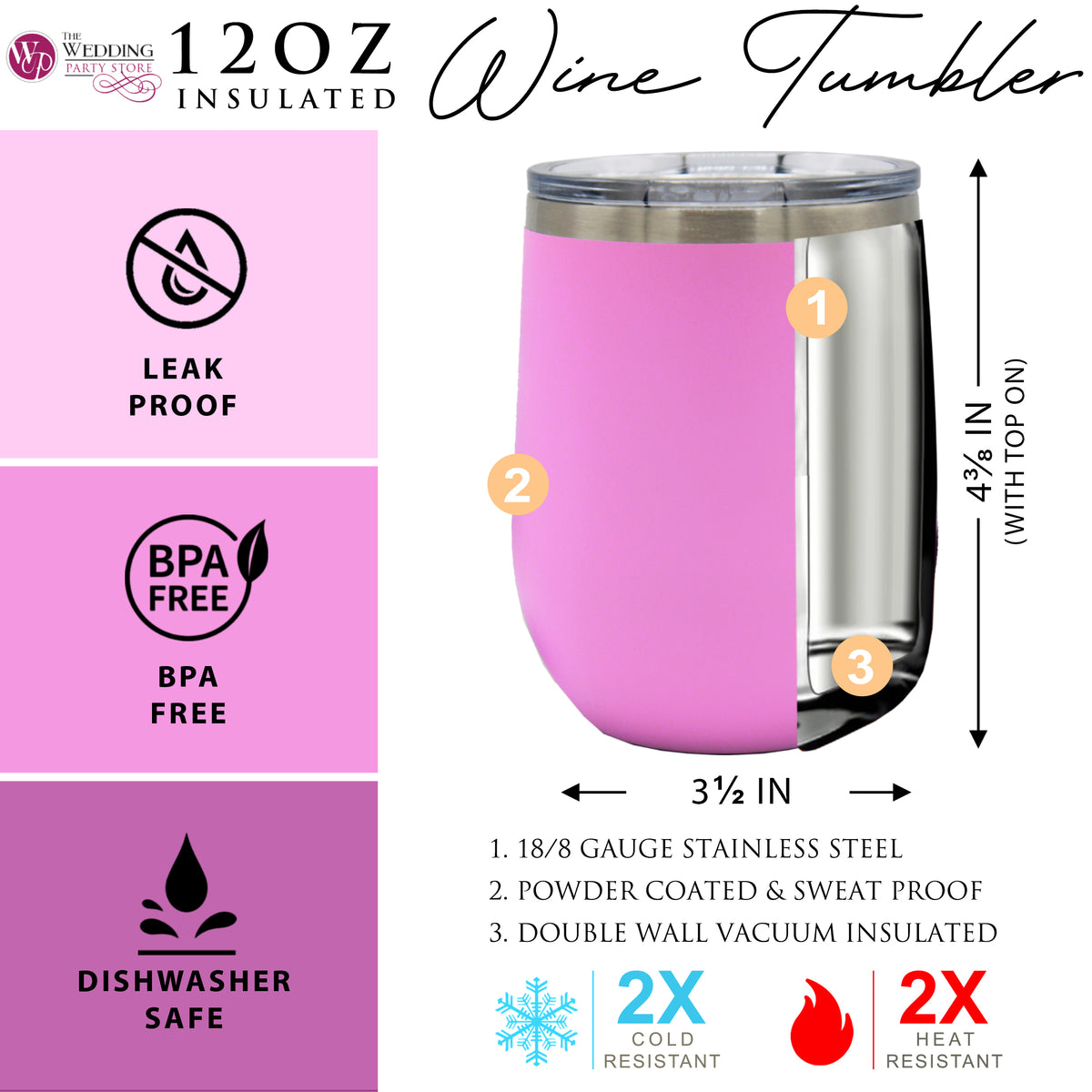 Personalized 12 oz Insulated Stemless Wine Tumbler - WPS Designs