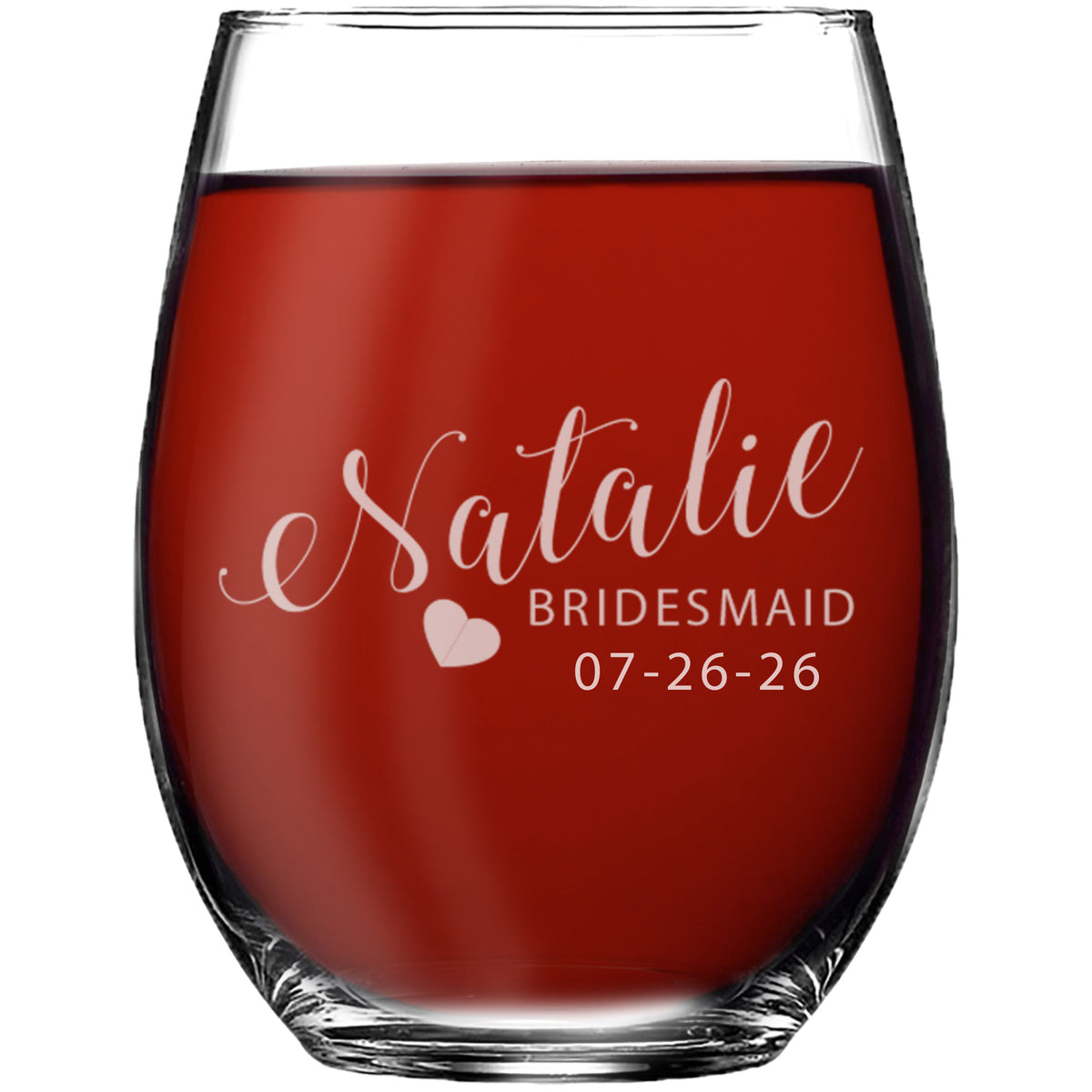 Monogrammed Personalized Stemless Wine Glasses for Bridesmaid