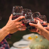 Personalized 15oz Stemless Wine Glass - Engraved With Your Custom Text