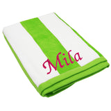 Premium Personalized Striped Cabana Beach Pool Towel 35" x 60" - Custom Embroidered with Any Name