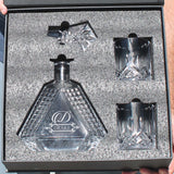 Personalized Scotch Whiskey Bourbon Glass 23 oz Decanter and 2 Glasses - Custom Engraved - Triangle Shape