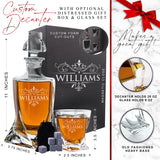 Custom Personalized Twisted Bourbon Whiskey Decanter and Glasses Set - Engraved with any Name
