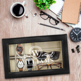Personalized Watch and Sunglasses Box - Custom Engraved Watch and Eyeglass Organizer Case