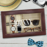Personalized Watch and Sunglasses Box - Custom Engraved Watch and Eyeglass Organizer Case