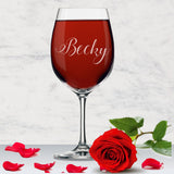 Personalized Wine Glass With Stem - Engraved with Your Custom Text