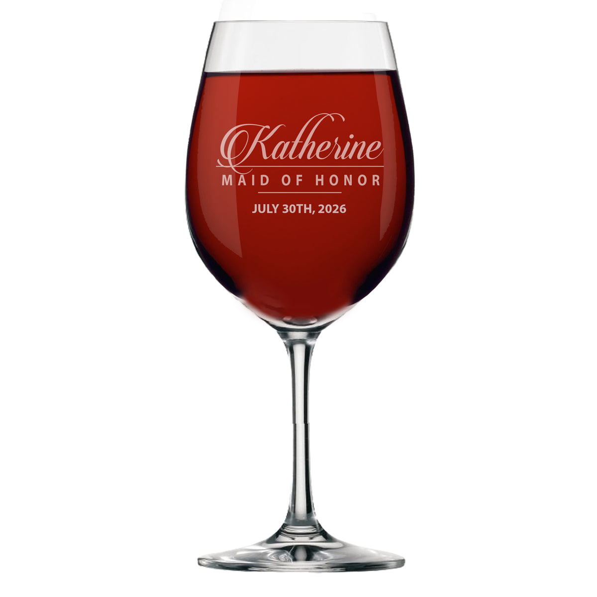 Personalized Bridesmaids Wedding Party Wine Glasses with Stem