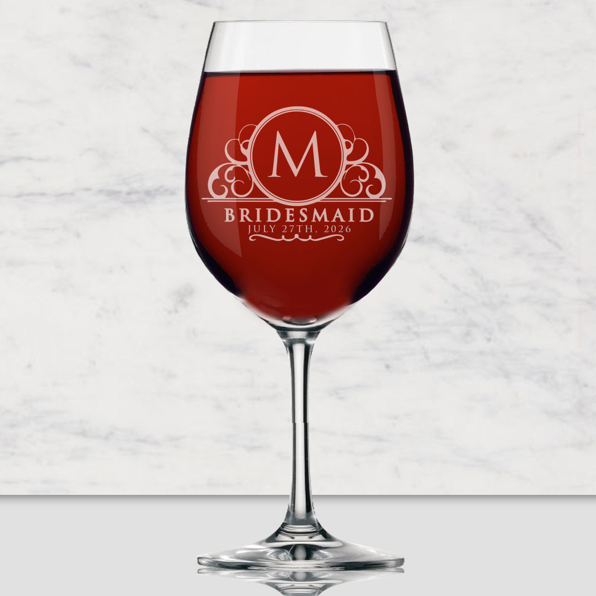Personalized Bridesmaids Wedding Party Wine Glasses with Stem