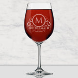 Personalized Bridesmaids Wedding Party Wine Glasses with Stem