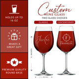 Personalized 16 oz Wine Glass with Stem with Name and Initial