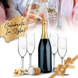 Personalized Champagne Flute Glass with Stem - Bridesmaid Wedding Toasting Flutes Glasses