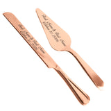 Personalized Engraved Cake Server Gift Set with Matching Custom Champagne Toasting Flutes