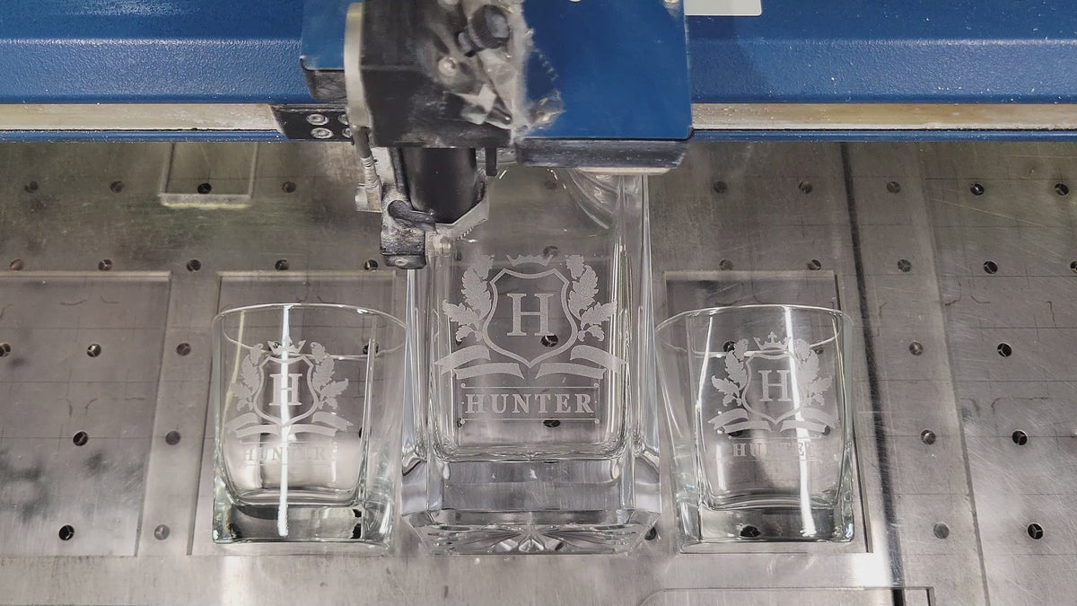 Personalized Whiskey Decanter Set – Custom Engraved Glass Decanter Gift for Men, Birthday - Cavalier Design